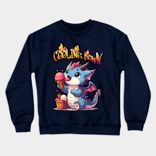 Cute dragon cooling down with ice cream Crewneck Sweatshirt